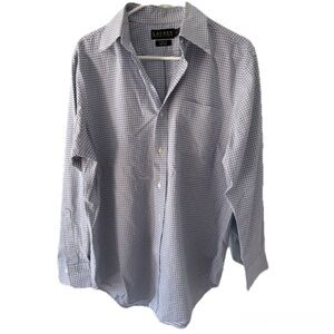 Ralph Lauren Men's Blue and White Checkered Dress Shirt